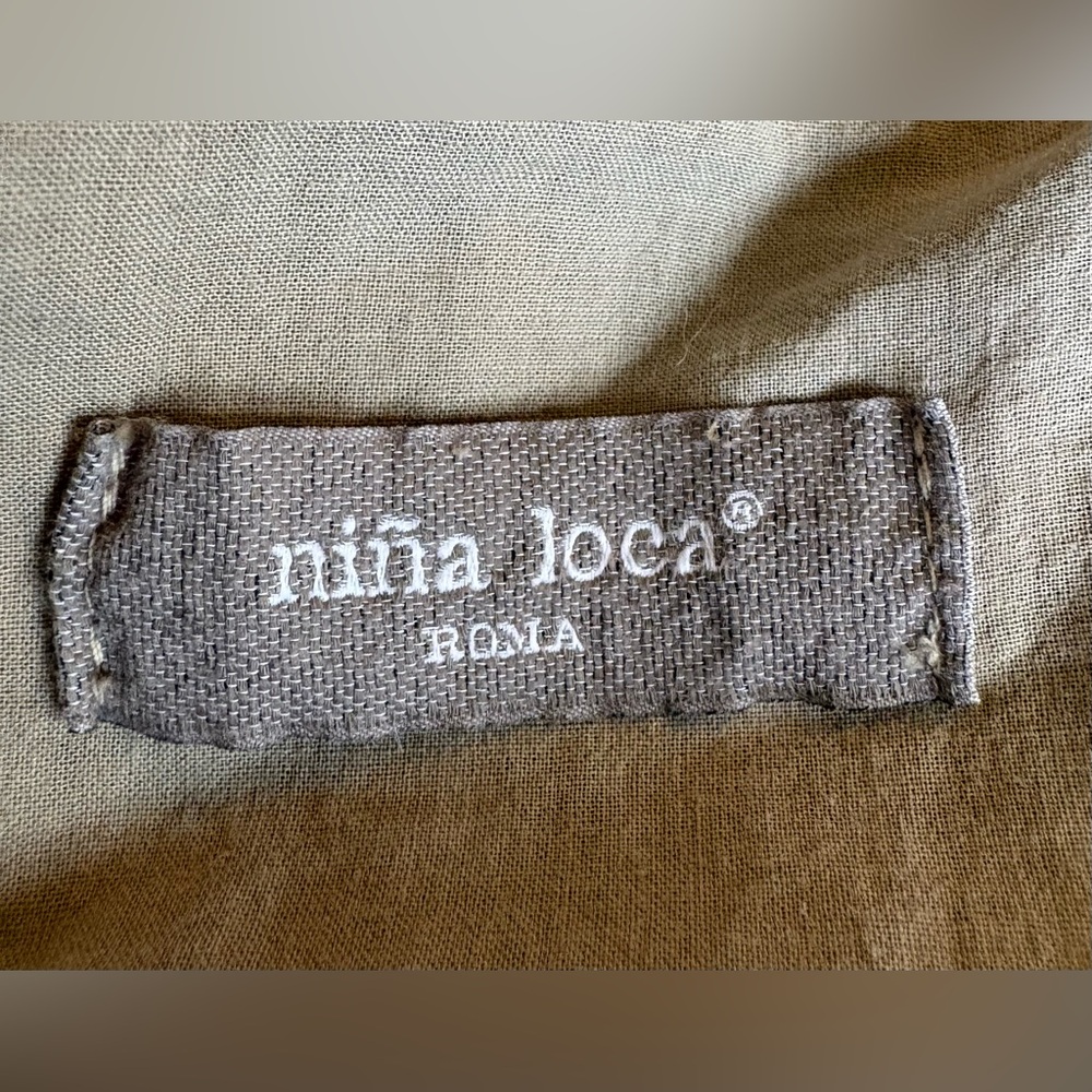 Nina Loca cotton/linen blend italian  Olive Green Casual Blazer Jacket L - Picture 3 of 5